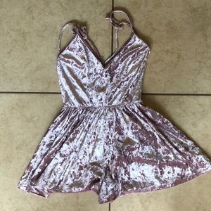 Pink velvet romper